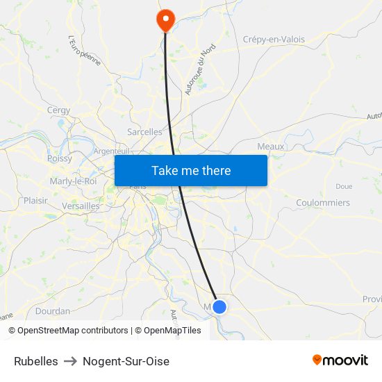 Rubelles to Nogent-Sur-Oise map