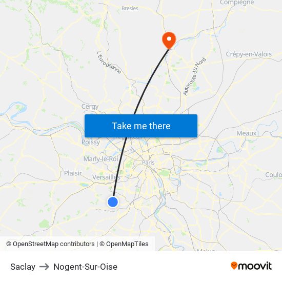 Saclay to Nogent-Sur-Oise map