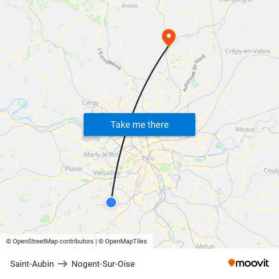 Saint-Aubin to Nogent-Sur-Oise map