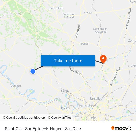 Saint-Clair-Sur-Epte to Nogent-Sur-Oise map