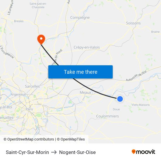 Saint-Cyr-Sur-Morin to Nogent-Sur-Oise map