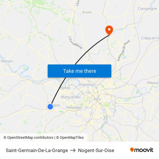 Saint-Germain-De-La-Grange to Nogent-Sur-Oise map