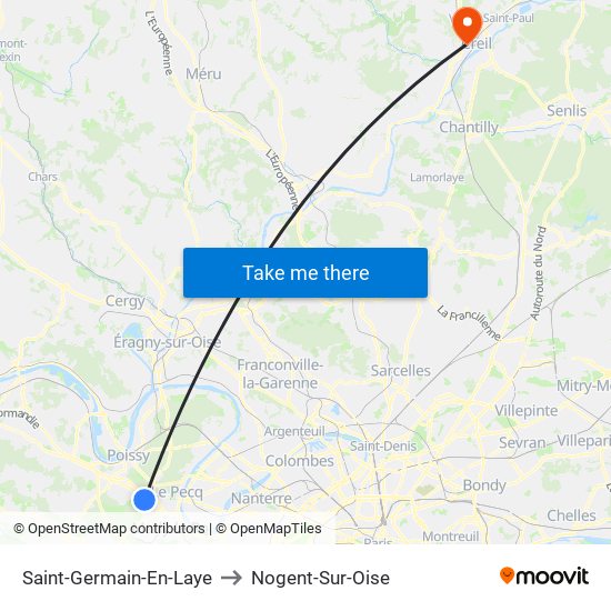 Saint-Germain-En-Laye to Nogent-Sur-Oise map