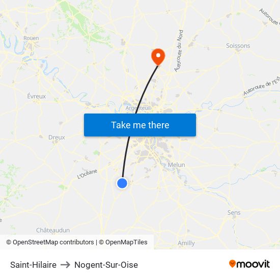 Saint-Hilaire to Nogent-Sur-Oise map