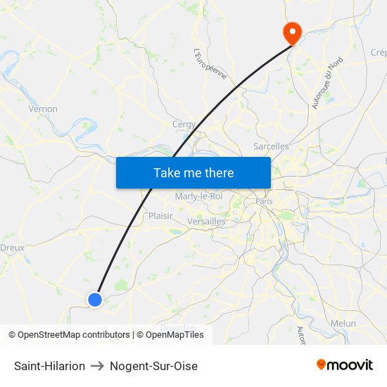 Saint-Hilarion to Nogent-Sur-Oise map