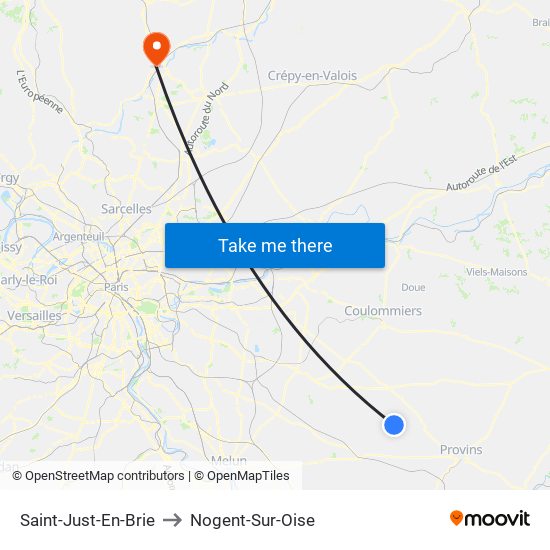 Saint-Just-En-Brie to Nogent-Sur-Oise map