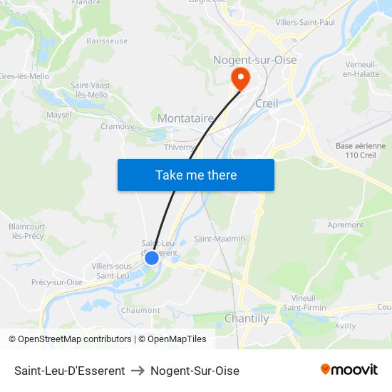 Saint-Leu-D'Esserent to Nogent-Sur-Oise map
