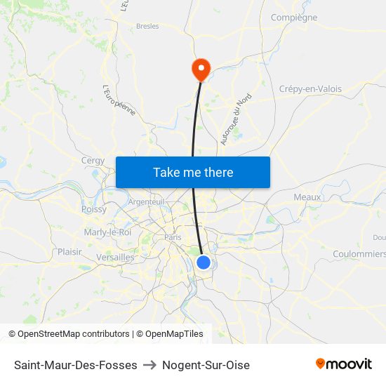 Saint-Maur-Des-Fosses to Nogent-Sur-Oise map