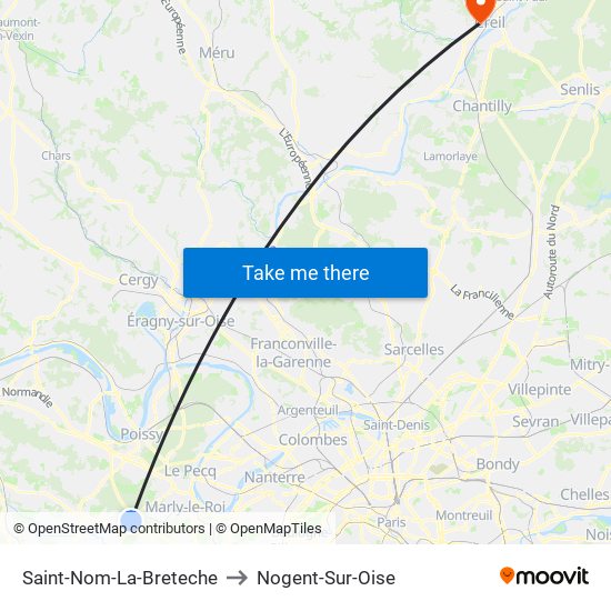 Saint-Nom-La-Breteche to Nogent-Sur-Oise map