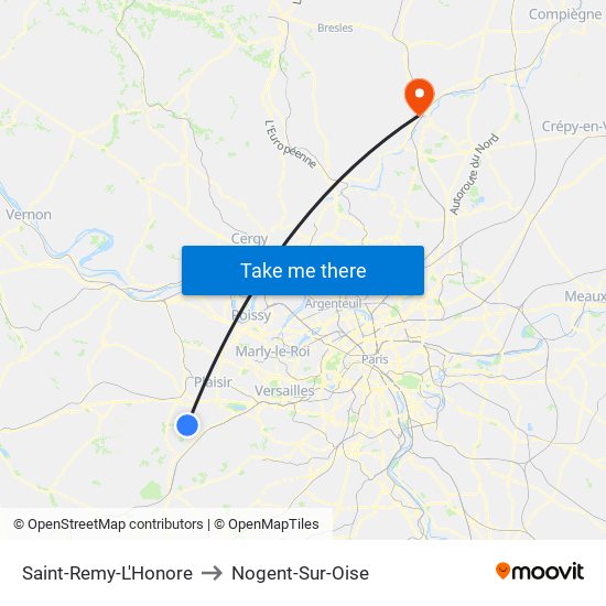 Saint-Remy-L'Honore to Nogent-Sur-Oise map