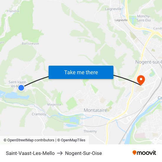 Saint-Vaast-Les-Mello to Nogent-Sur-Oise map