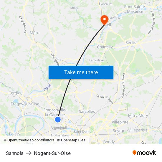 Sannois to Nogent-Sur-Oise map