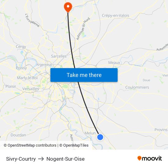 Sivry-Courtry to Nogent-Sur-Oise map