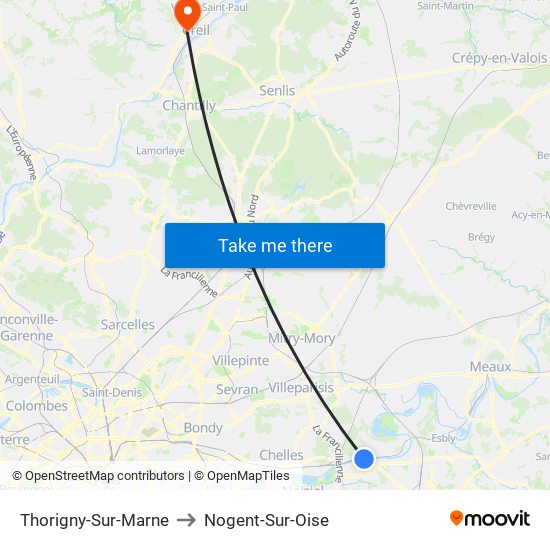 Thorigny-Sur-Marne to Nogent-Sur-Oise map