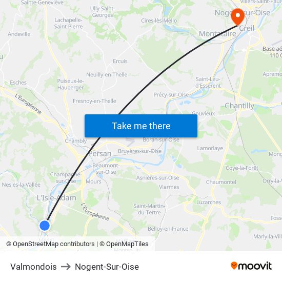 Valmondois to Nogent-Sur-Oise map