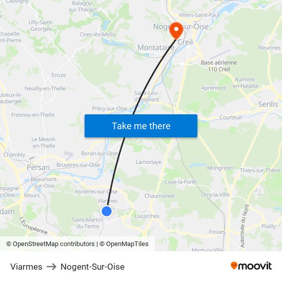 Viarmes to Nogent-Sur-Oise map