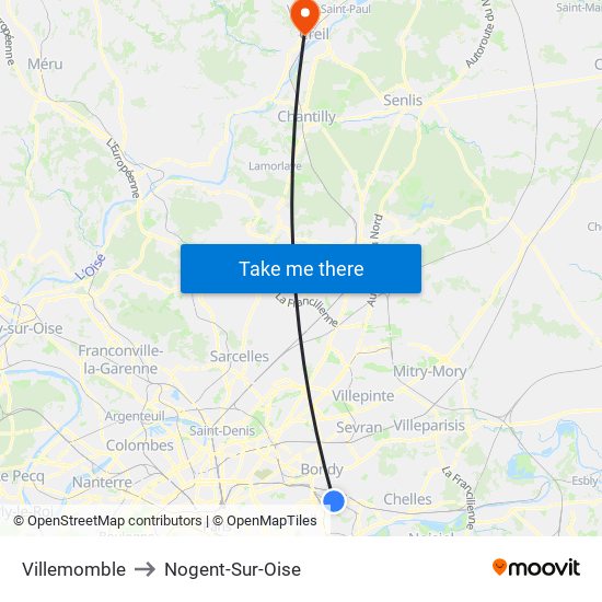 Villemomble to Nogent-Sur-Oise map