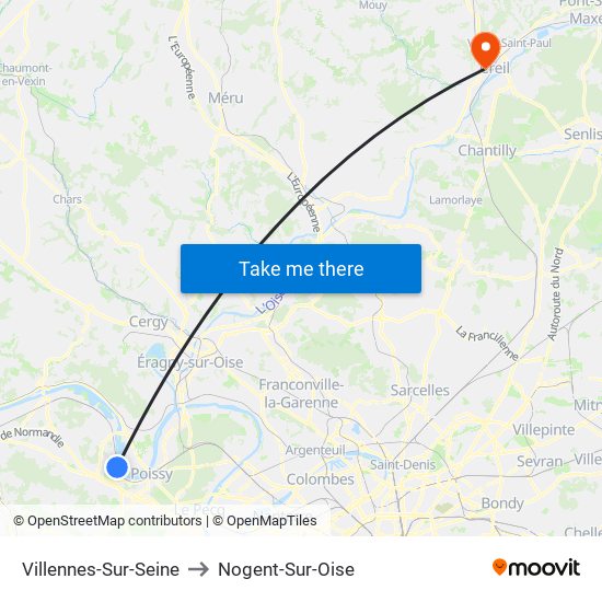 Villennes-Sur-Seine to Nogent-Sur-Oise map