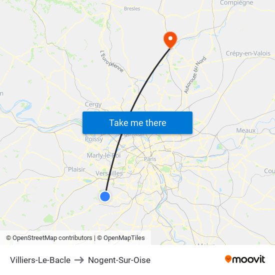 Villiers-Le-Bacle to Nogent-Sur-Oise map
