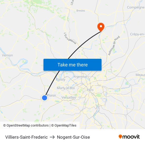 Villiers-Saint-Frederic to Nogent-Sur-Oise map