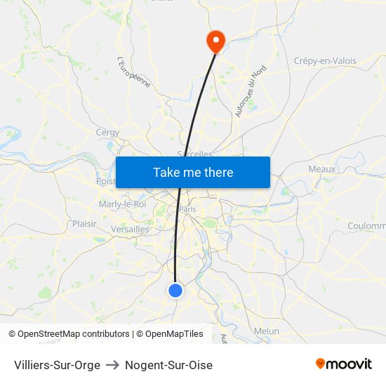 Villiers-Sur-Orge to Nogent-Sur-Oise map