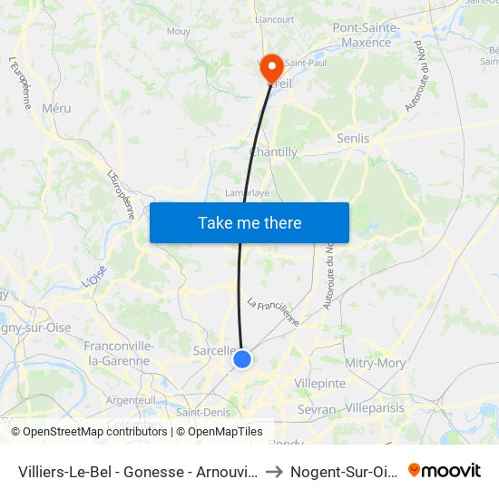 Villiers-Le-Bel - Gonesse - Arnouville to Nogent-Sur-Oise map