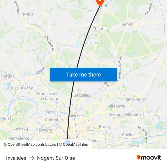 Invalides to Nogent-Sur-Oise map