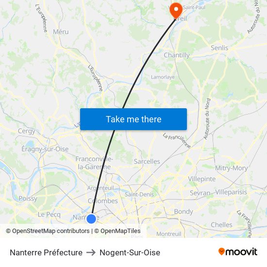 Nanterre Préfecture to Nogent-Sur-Oise map