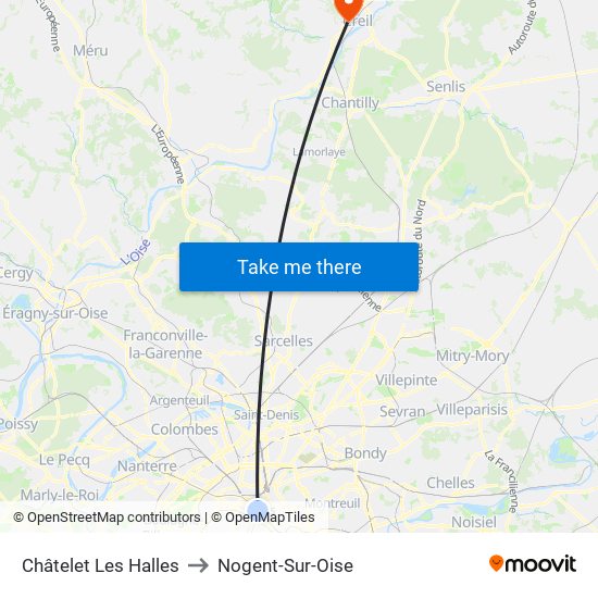Châtelet Les Halles to Nogent-Sur-Oise map