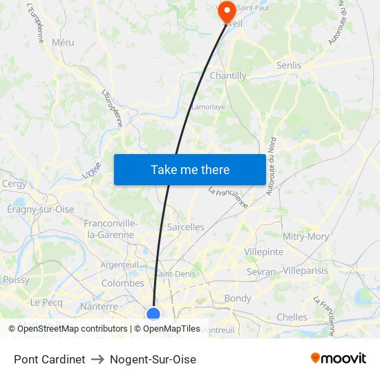 Pont Cardinet to Nogent-Sur-Oise map