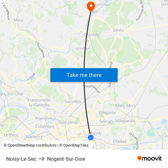 Noisy-Le-Sec to Nogent-Sur-Oise map