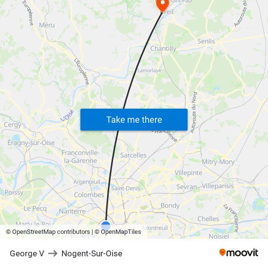 George V to Nogent-Sur-Oise map