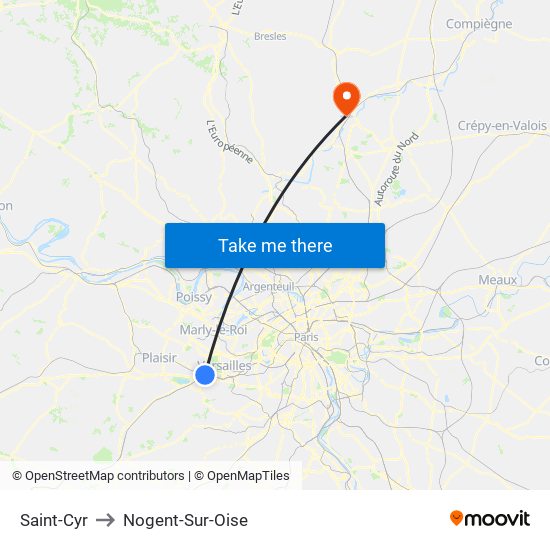 Saint-Cyr to Nogent-Sur-Oise map