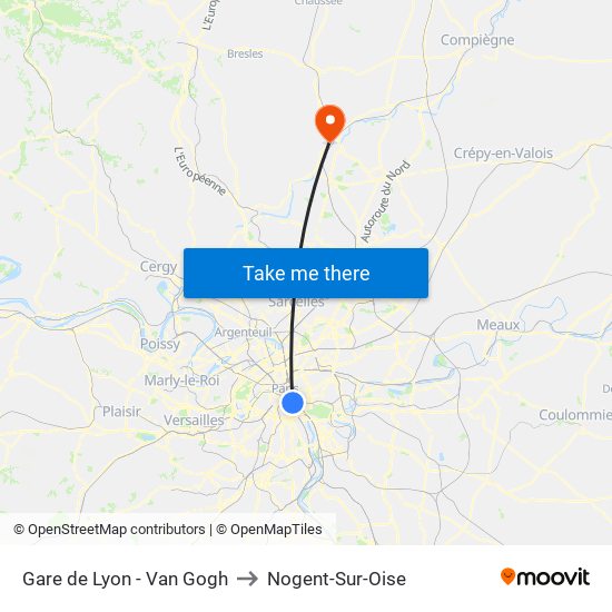 Gare de Lyon - Van Gogh to Nogent-Sur-Oise map