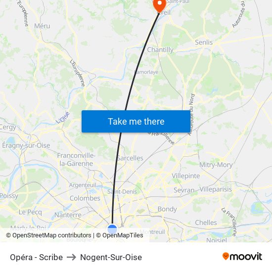 Opéra - Scribe to Nogent-Sur-Oise map