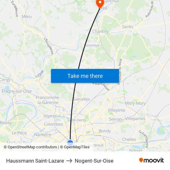 Haussmann Saint-Lazare to Nogent-Sur-Oise map