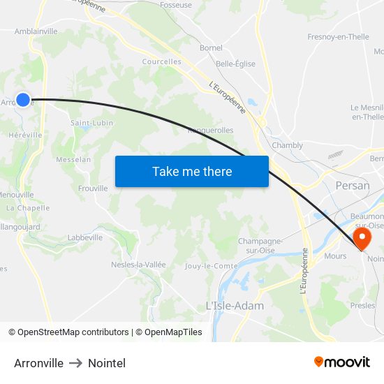 Arronville to Nointel map