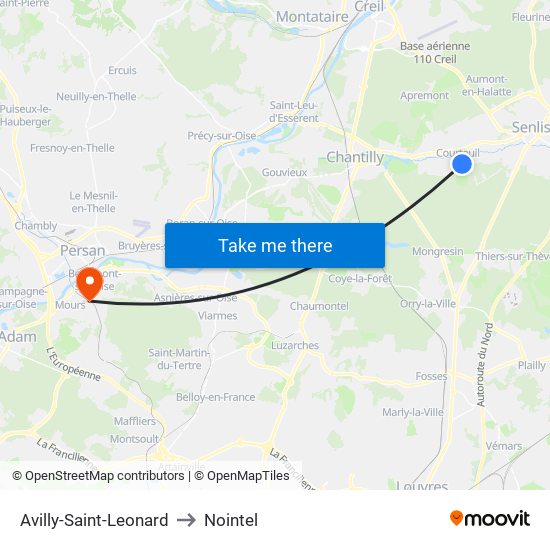 Avilly-Saint-Leonard to Nointel map