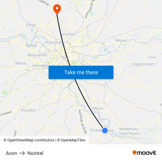 Avon to Nointel map