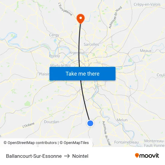 Ballancourt-Sur-Essonne to Nointel map
