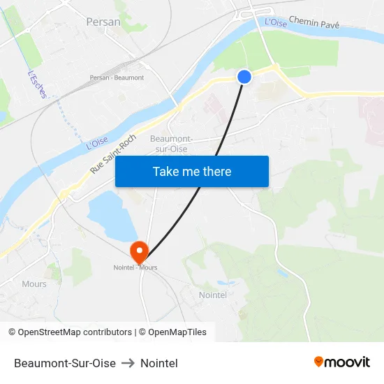 Beaumont-Sur-Oise to Nointel map