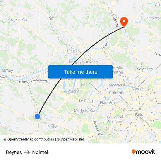 Beynes to Nointel map