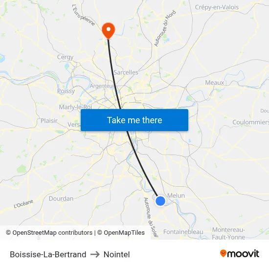 Boissise-La-Bertrand to Nointel map