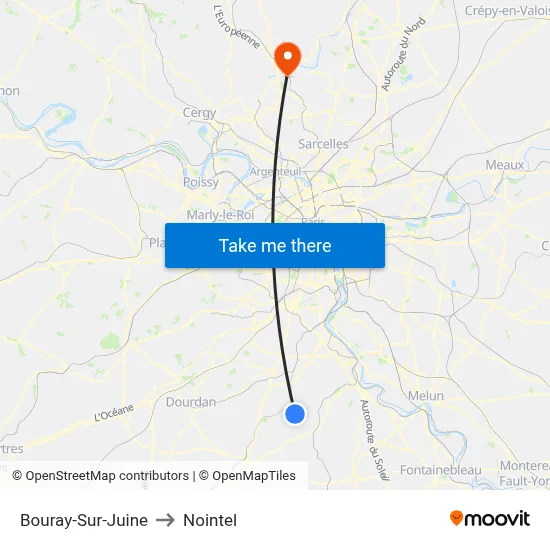 Bouray-Sur-Juine to Nointel map