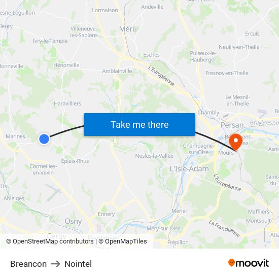 Breancon to Nointel map