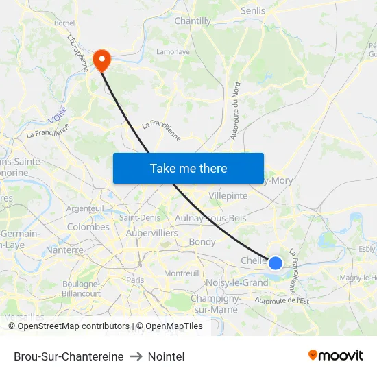 Brou-Sur-Chantereine to Nointel map