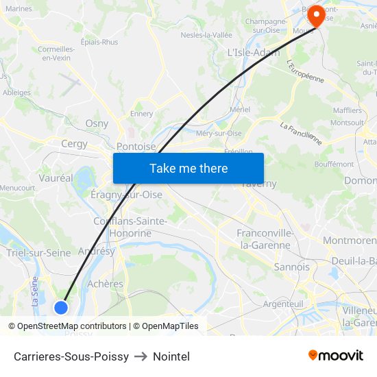 Carrieres-Sous-Poissy to Nointel map