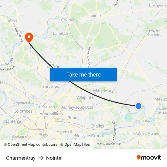 Charmentray to Nointel map