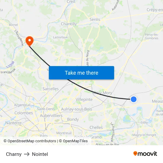 Charny to Nointel map