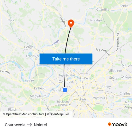 Courbevoie to Nointel map